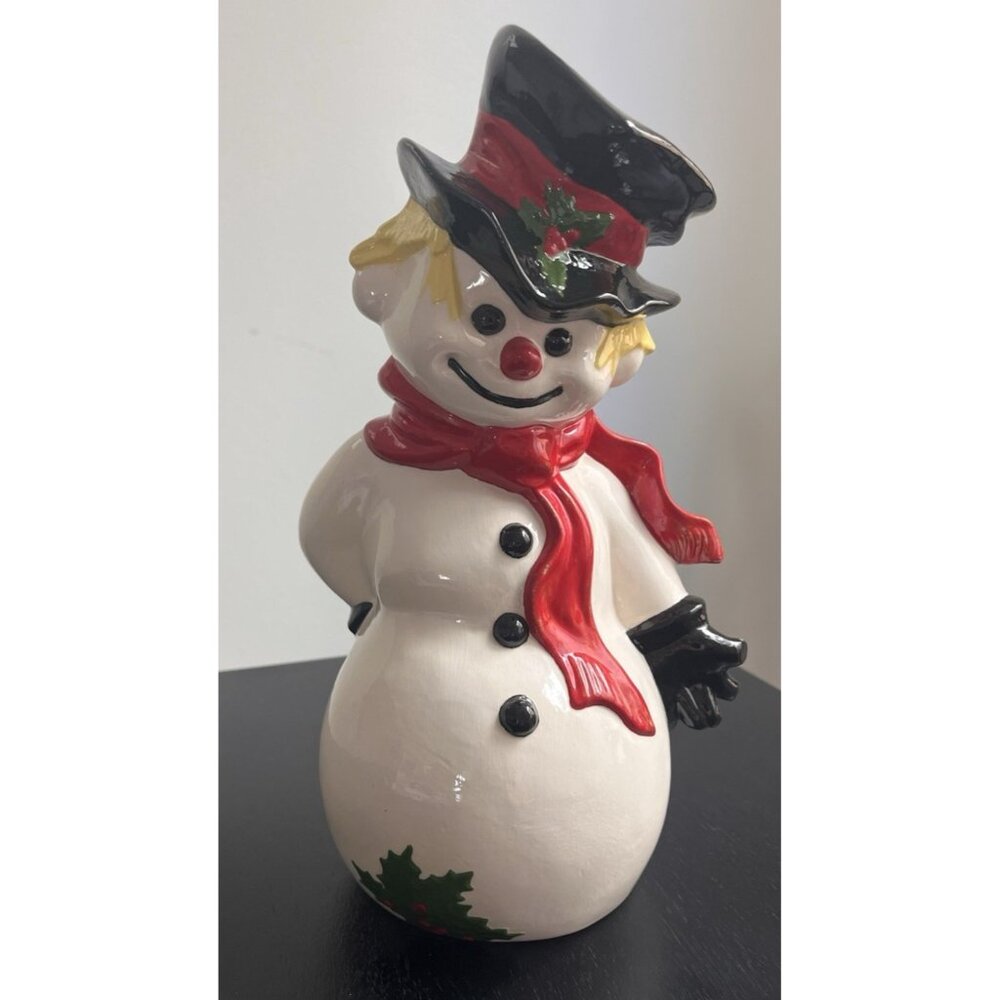 Vintage 1975 BYRON MOLD Ceramic Hand Painted Frosty Snowman Christmas 11.5"